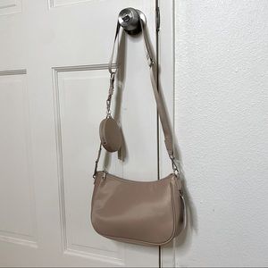 Beige cross body bag